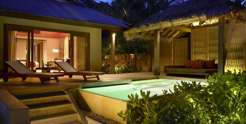 Our Ocean Pool Villa by night.