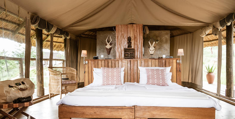 Inside tent