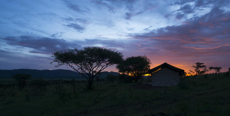 Sunset view from the dining tent