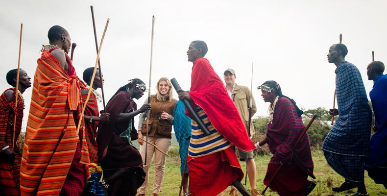 Maasai dance with guests