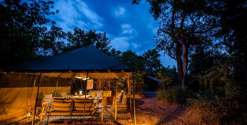 Xobega Island outdoor lounge in the evening