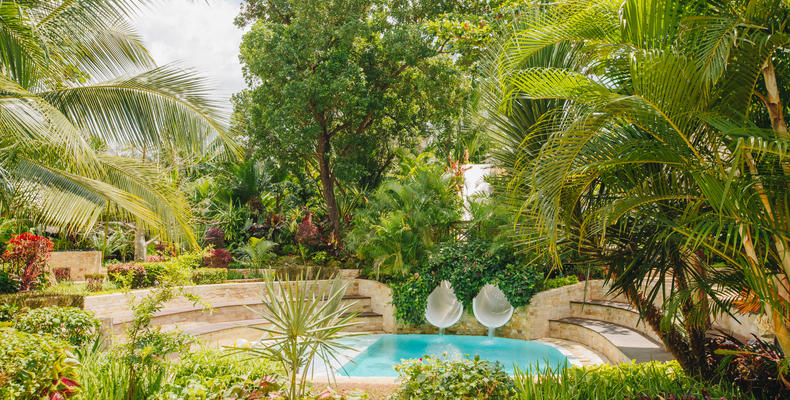 Pool with waterslides