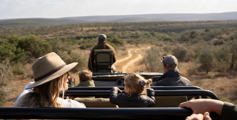 Kids on safari at Kwandwe