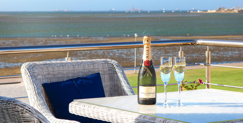 Sip on a lovely glass of champagne whilst taking in the view 