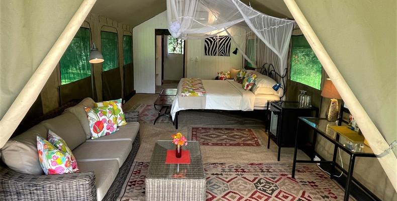 Inside the Woodlands tents at Waterberry