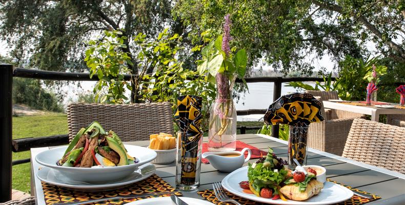 Waterberry - the restaurant deck overlooking the Zambezi