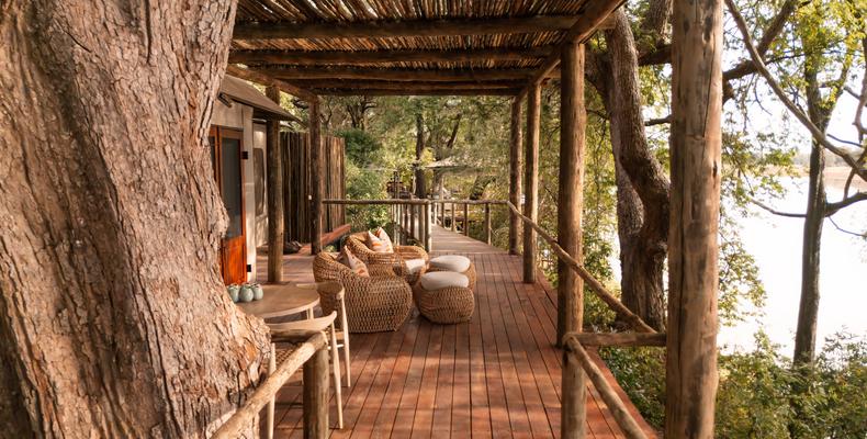 Family Chalet deck overlooking the lagoon
