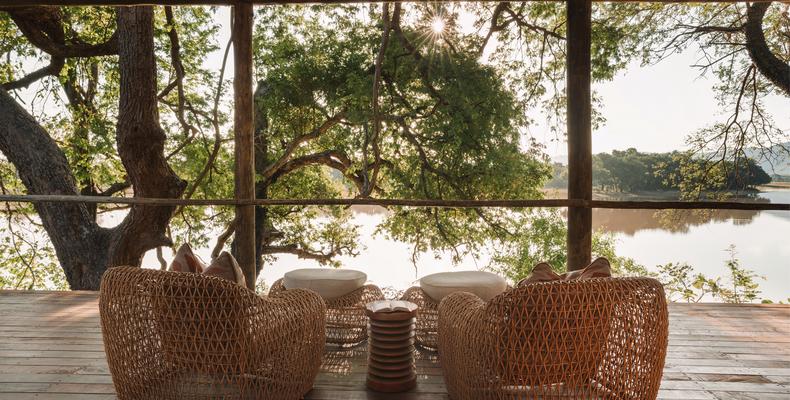 Chalet deck looking out to the lagoon