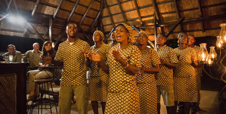 Chiawa Camp choir - better than any dinner bell!