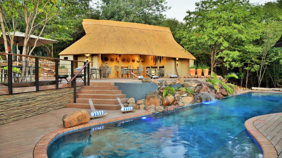 Victoria Falls Safari Club pool and Gazebo