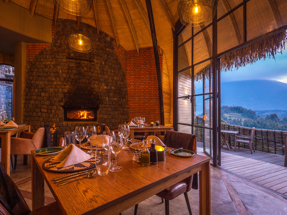The dining area at Bisate Lodge