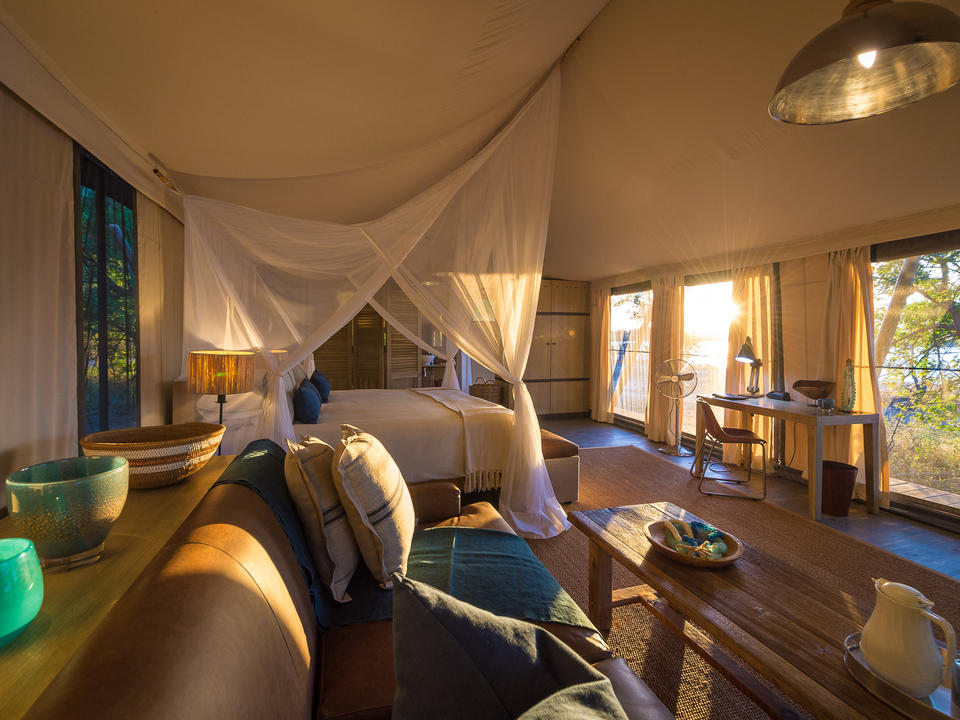 The luxurious guest tents are spacious and inviting
