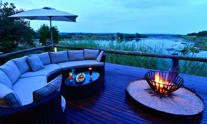 Camp fire overlooking the Zambezi