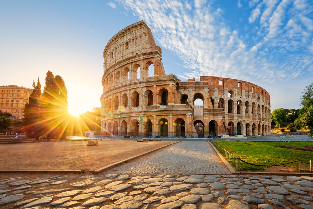 view of colosseum in rome and morning sun italy europe1