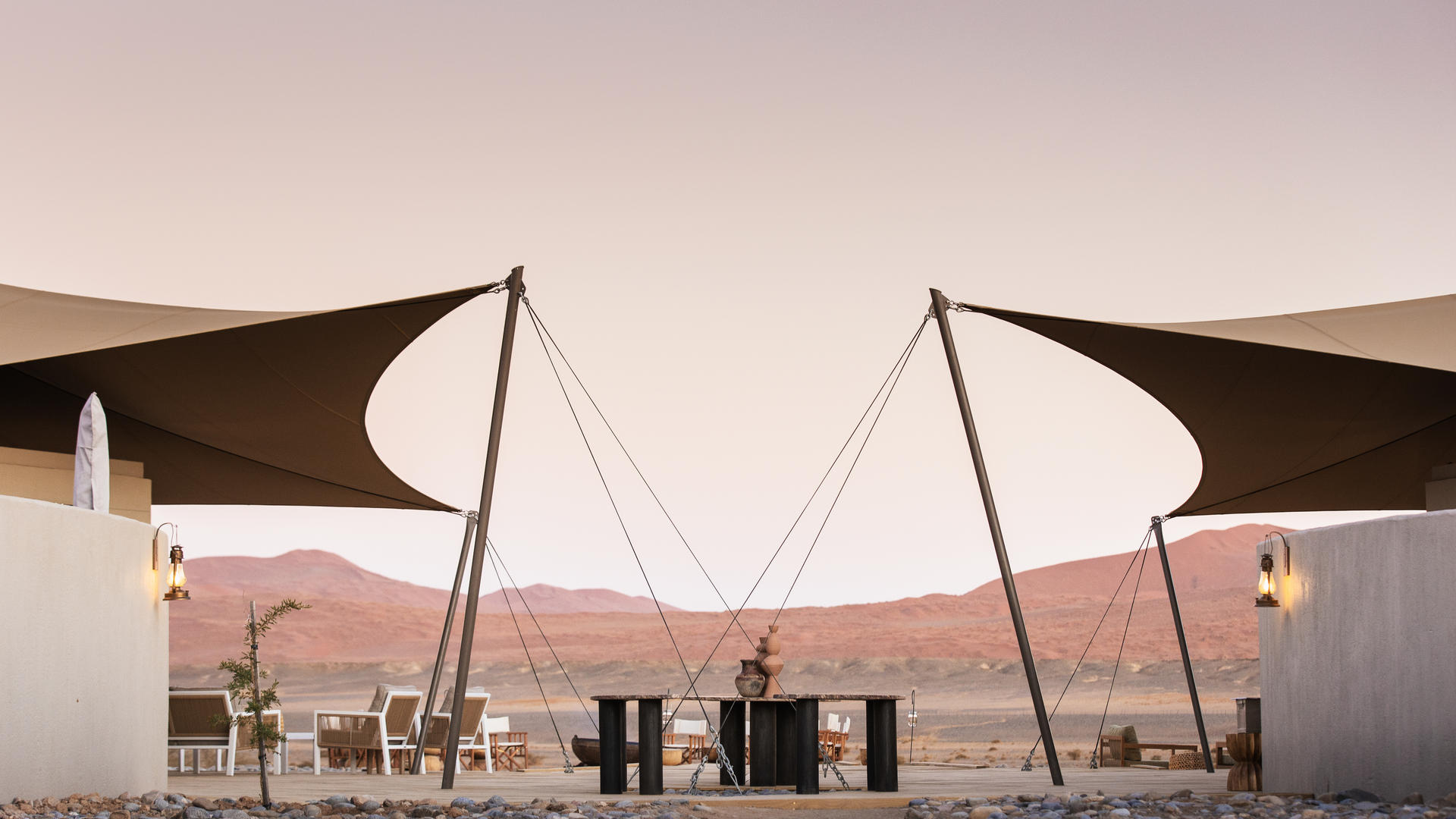 Wilderness Kulala — main area at dusk