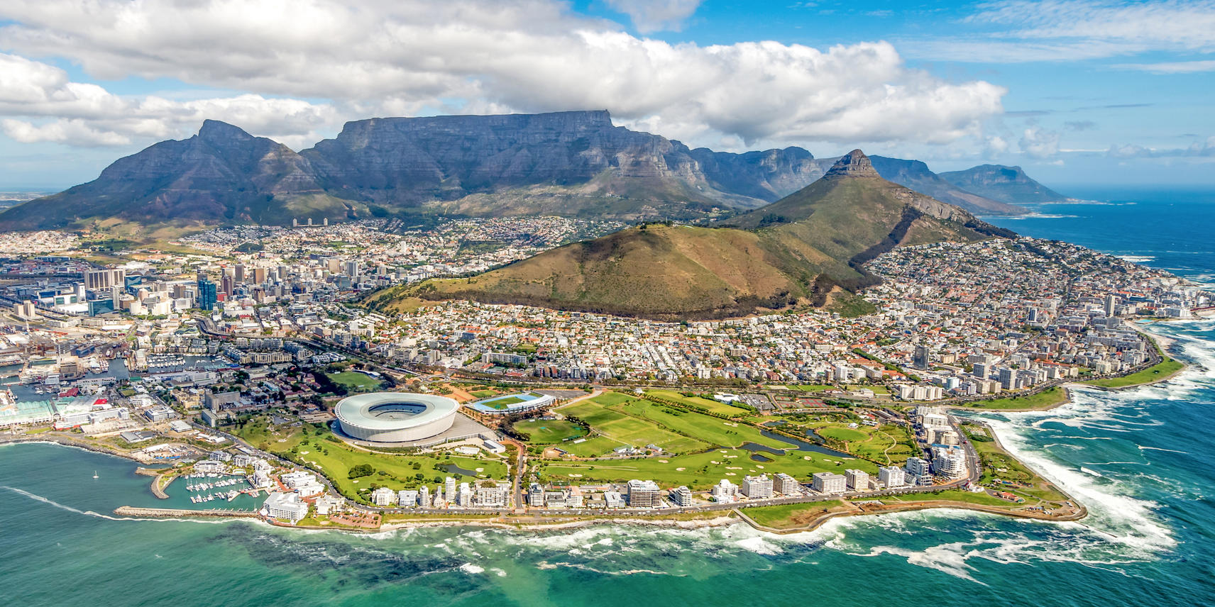 Cape Town coastline on a South African city and safari journey